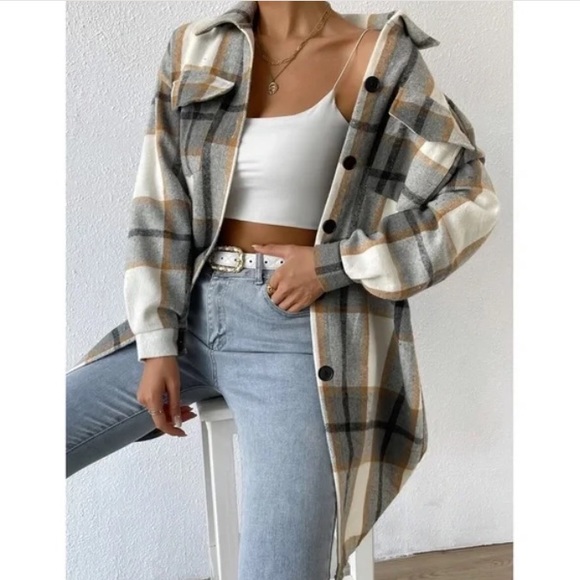 Cozy Plaid Button Up Oversized Jacket Shacket - Picture 5 of 5